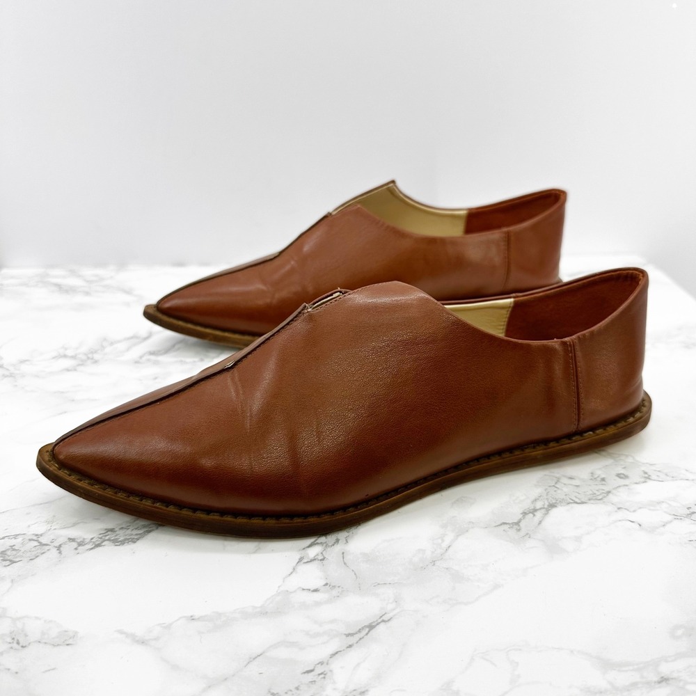Taylor + Thomas Talitha Pointy Toe Flats Saddle Brown Collapsible‎ Heel Womens 7 - Picture 5 of 8
